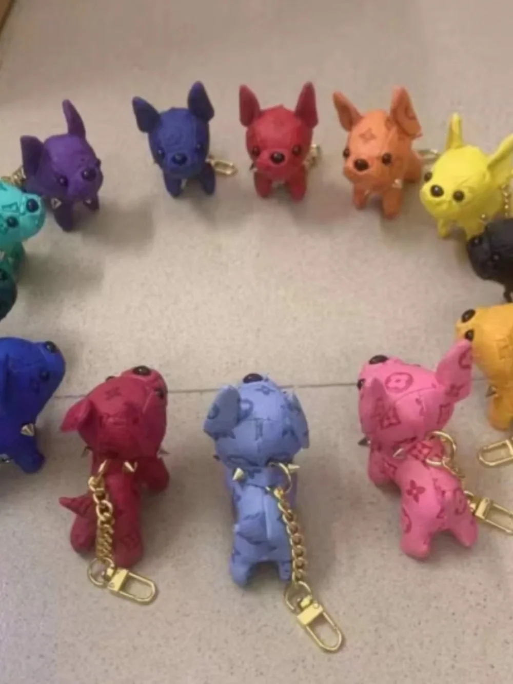 Dark Pink French Bulldog Dog Keychain Handbag Bag Charm - Brand New